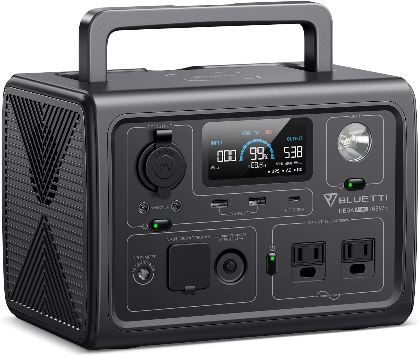 Bluetti EB3A Portable Power Station 600W 268Wh