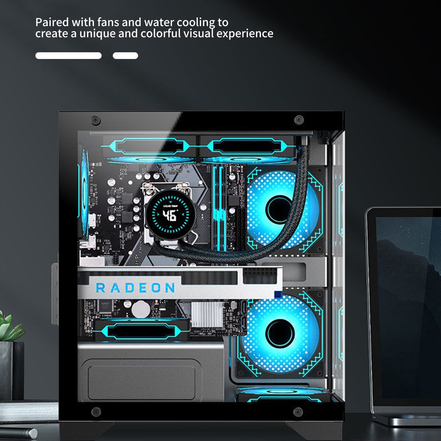ATX Mid Tower Gaming PC Case with Tempered Glass