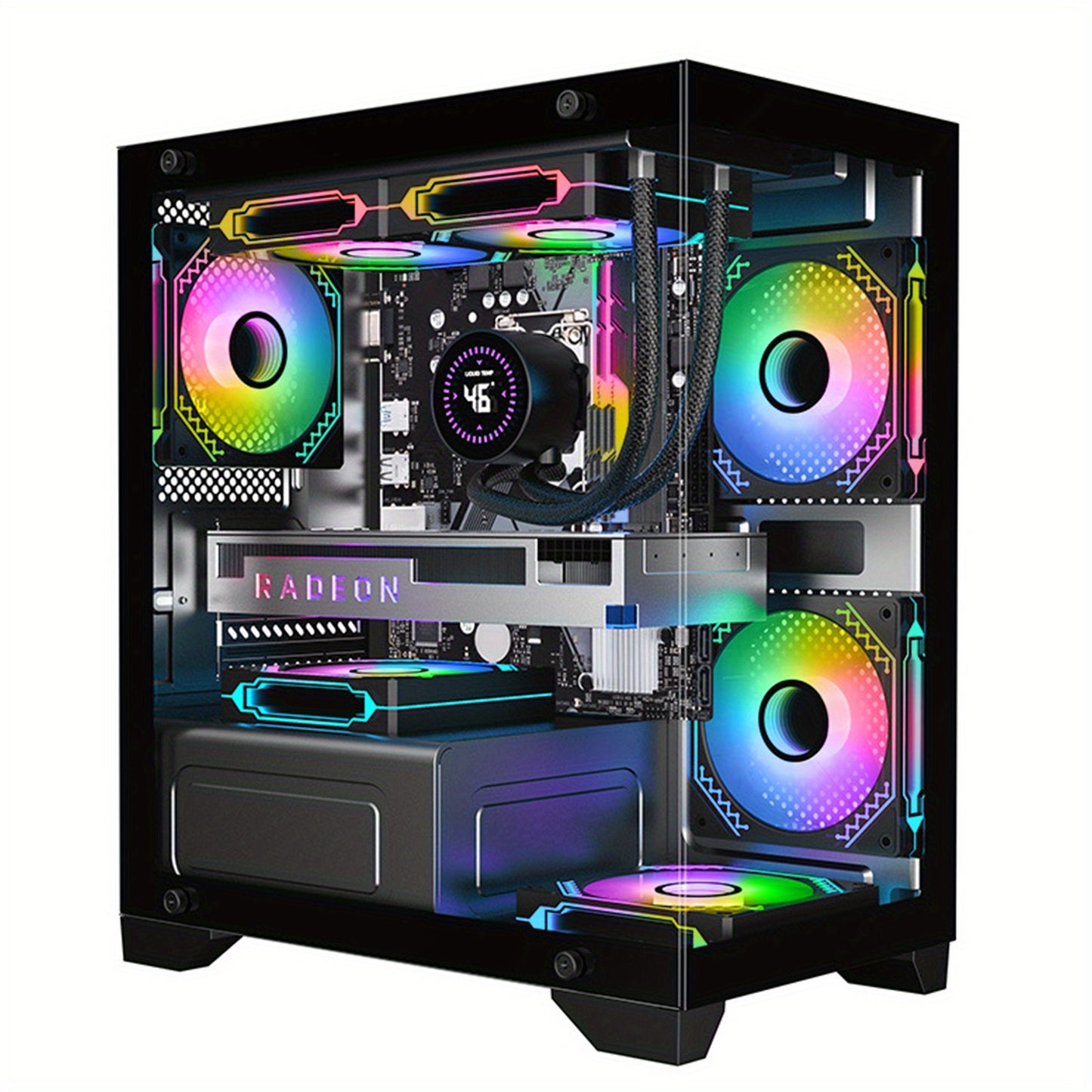 ATX Mid Tower Gaming PC Case with Tempered Glass
