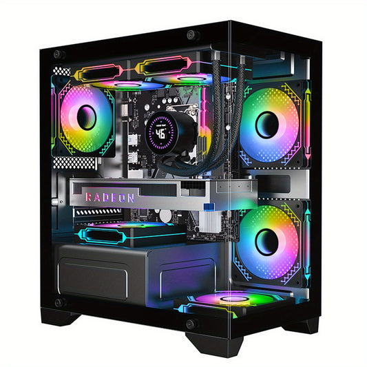 ATX Mid Tower Gaming PC Case with Tempered Glass