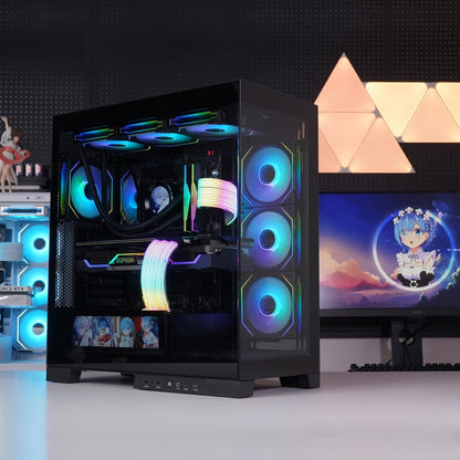 ATX Mid Tower Gaming PC Case with Tempered Glass
