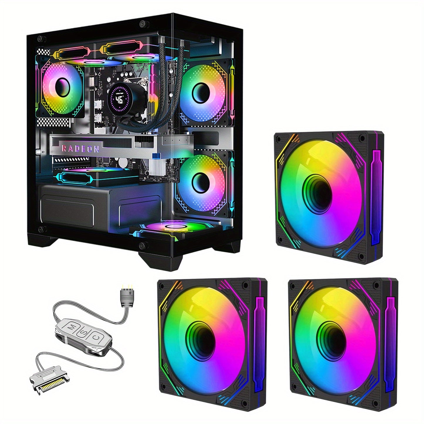 ATX Mid Tower Gaming PC Case with Tempered Glass