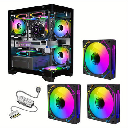 ATX Mid Tower Gaming PC Case with Tempered Glass