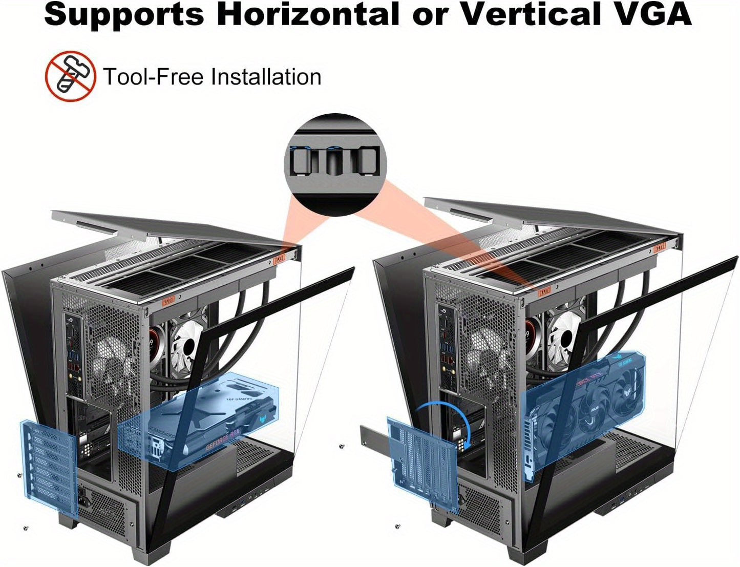 ATX Mid Tower Gaming PC Case with Tempered Glass
